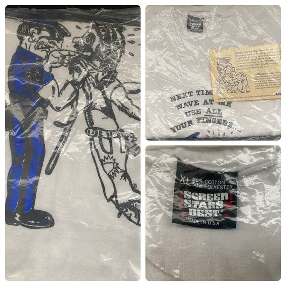 VTG 80s 90s Screen Stars Best XL Graphic Tee Police Officer Sealed Package - Picture 1 of 7